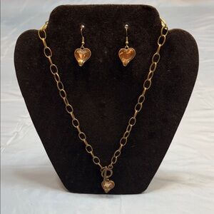 Paparazzi Gold Heart Necklace and Earring Set